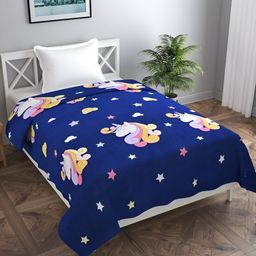 BREVARD Navy Blue & Yellow Printed Single Duvet Cover-picture-1