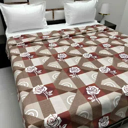 Pure Decor Brown & White Floral Printed Pure Cotton 210 TC King Size Duvet Cover-picture-27