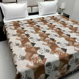Pure Decor Brown Floral Printed Pure Cotton King Size Duvet Cover-picture-35