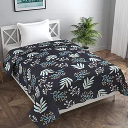 BREVARD Navy Blue & Blue Floral Printed Single Bed Duvet Cover-picture-9
