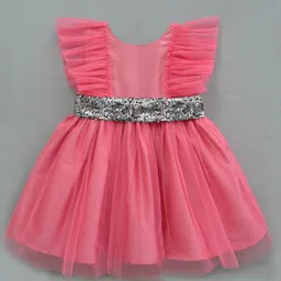 A.T.U.N. Girls Rose Gold Net Fit & Flare Dress-35