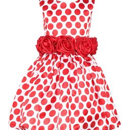 Samsara Couture Girls White & Red Fit & Flared Printed Dress-picture-14