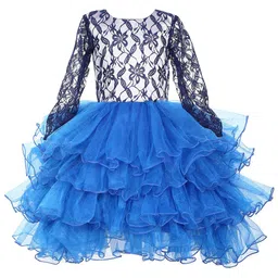 Samsara Couture Girls Blue Cotton Net Dress-image-79