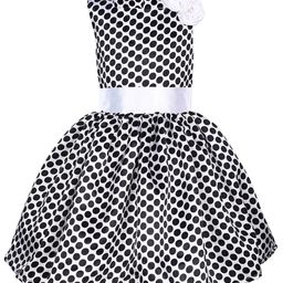 Samsara Couture Girls Black & White Fit and Flare Net Dress-image-89