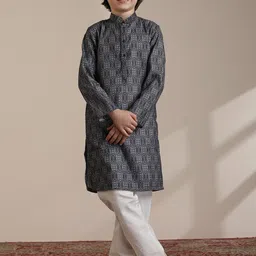 Manyavar Boys Ethnic Motifs Printed Regular Kurta with Pyjamas-26