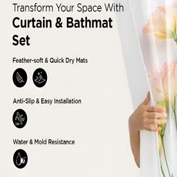 Kuber Industries 3 Pcs Shower Curtain & Bathmat Set-36