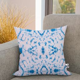 CURIOUS LIFESTYLE White & Blue Abstract Printed Cotton Square Cushion Cover-9