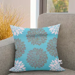 CURIOUS LIFESTYLE Blue & White Set of 2 Floral Printed Cotton Square Cushion Covers-17