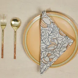 Fabindia Anaarbagh Grey & Brown6 Pieces Printed Cotton Table Napkin-21