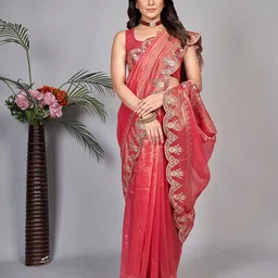 BARKIYA CREATION Embellished Beads and Stones Saree-image-34