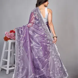 BARKIYA CREATION Embellished Embroidered Net Saree image 2