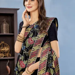 Anouk Floral Embroidered Net Saree image 4