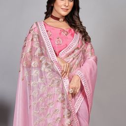 BARKIYA CREATION Embellished Zari Net Saree image 2