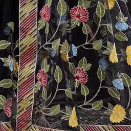 Anouk Floral Embroidered Net Saree image 5