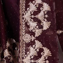 BARKIYA CREATION Embellished Embroidered Net Heavy Work Saree image 3