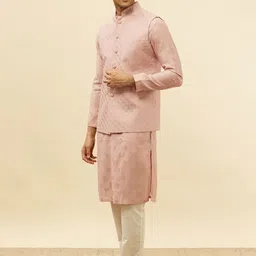 Manyavar Self Design Regular Kurta and Trousers With Nehru Jacket image 4