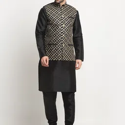 KRAFT INDIA Mandarin Collar Kurta with Churidar & Nehru Jacket-picture-49