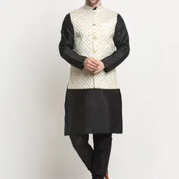 KRAFT INDIA Mandarin Collar Kurta & Churidar With Nehru Jacket-picture-33