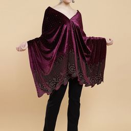 Moda Chales Women Embellished Velvet Shawl-36