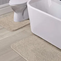 OBSESSIONS Set Of 2 Taupe Solid Anti-skid Bath Rug-image-33