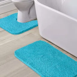 OBSESSIONS Set Of 2 Blue 1400 GSM Anti-Slip Bath Rug With Pedmat-14