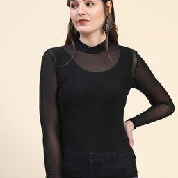 Rediscover Fashion High Neck Sheer Net Top-picture-42