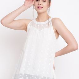 Be Indi Women White Floral Embroidered Net Top-image-64