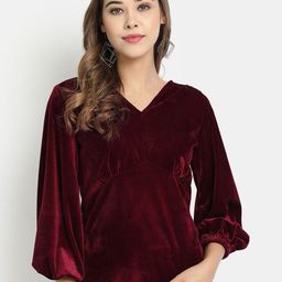 Golden Kite Maroon Velvet Top-picture-14
