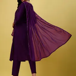 KALINI Embroidered Regular Kurta With Trousers &  Dupatta image 4