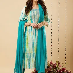 Anni Designer Ombre Printed Round Neck Straight Kurta With Trousers & Dupatta-picture-28