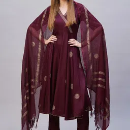 Anni Designer Floral Printed Empire V-Neck Anarkali Kurta With Trousers And Dupatta-picture-41