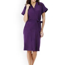 RedRose Violet Cotton Soft Bath Robe-image-75