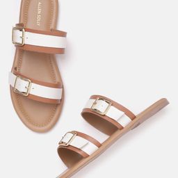 Allen Solly Women Colourblocked Open Toe Flats with Buckles Detail-14