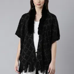 SHOWOFF Geometric Self Designed Acrylic Front-Open Sweater with Fringed Detail-picture-31