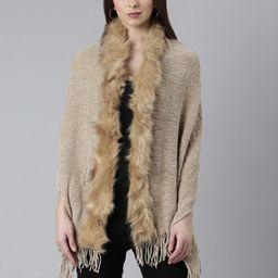 SHOWOFF Self Design Poncho With Fringed Detail-picture-2