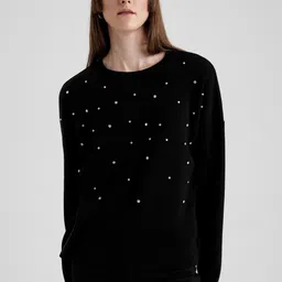 DeFacto Acrylic Pullover Sweater with Embellished Detail-image-14
