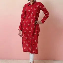 Sangria Ethnic Motif-Printed Cotton Straight Kurta-16