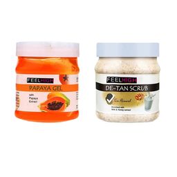 FEELHIGH Set of Papaya Face Gel & De-Tan Scrub - 500 ml Each-34