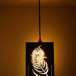 ™ 434 Peacock Feathers Hanging lamp(Golden Bulb) Electric Antique Wooden Ceiling LightsPendant Lamp Shade Night Lamp for Living Room,Bedroom,Office,Restauran,Home Decor,Cafe,Kitchen Pendants Ceiling Lamp-10