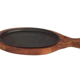 Round Brownie Sizzler Plate 6inch with Handle Cast Iron & Wooden Sizzler Tray-17