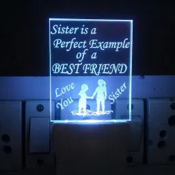 3D Night Lamp, Colour Changing 3D Illusion BEST SISTER Night Lamp for for Bedroom/Home/Gift/Office (Size 4 Inch), Night Lamp-17