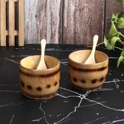 silpakarman Beige Bamboo HandCrafted (Set of 2) Bowl Woth Spoon-picture-16