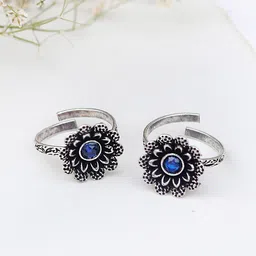 TEEJH Women Blue Silver-Plated Toe Ring-image-83