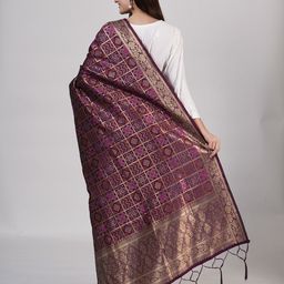 MUFFLY Bandhani Woven Designed Dupatta with Zari image 2