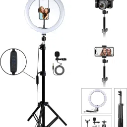 ROYAL SCOT GREY 10" LED Ring Light with 6.9 Feet Metal Tripod & 3.5mm Metal Collar Microphone Ring Flash-image-57