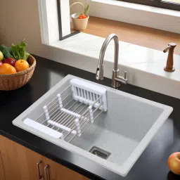 Quartz Single Bowl 24x18x9 inches Kitchen Sink| Sand Pluto Matte Finish | 12.5mm Thick Quartz Single Bowl Kitchen Sink (24” x 18” x 9” Inch) Vessel Sink-17