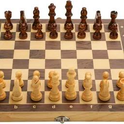 2in1 Wooden Chess Checkers Tournament Magnetic Portable Folding Travel Chess Set Party & Fun Board Game-image-31