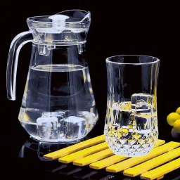 S1Store Round Jug 1.6litter, Round Jug Glass Set 300ml, Premium Royal Design Lemon Set L Jug Glass Set-image-11