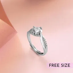 Sterling Silver Cubic Zirconia Rhodium Plated Ring-image-29