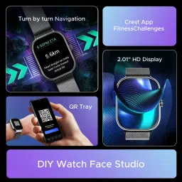boAt 3 w/ Turn By Turn Navigation, 2.01" Screen, Crest App, QR Code Tray Smartwatch image 2